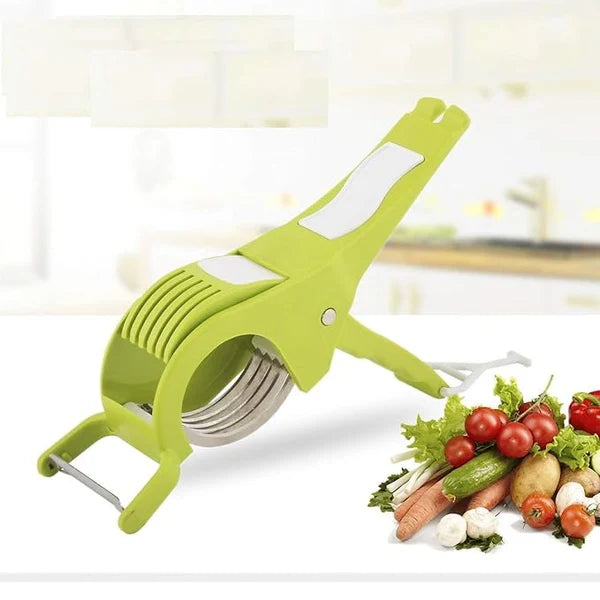 2 in 1 Vegetable and Fruit Multi Cutter, Peeler, Slicer Easy Slicing Sharp Stainless Steel 5 Blade Multifunctional Kitchen Tool