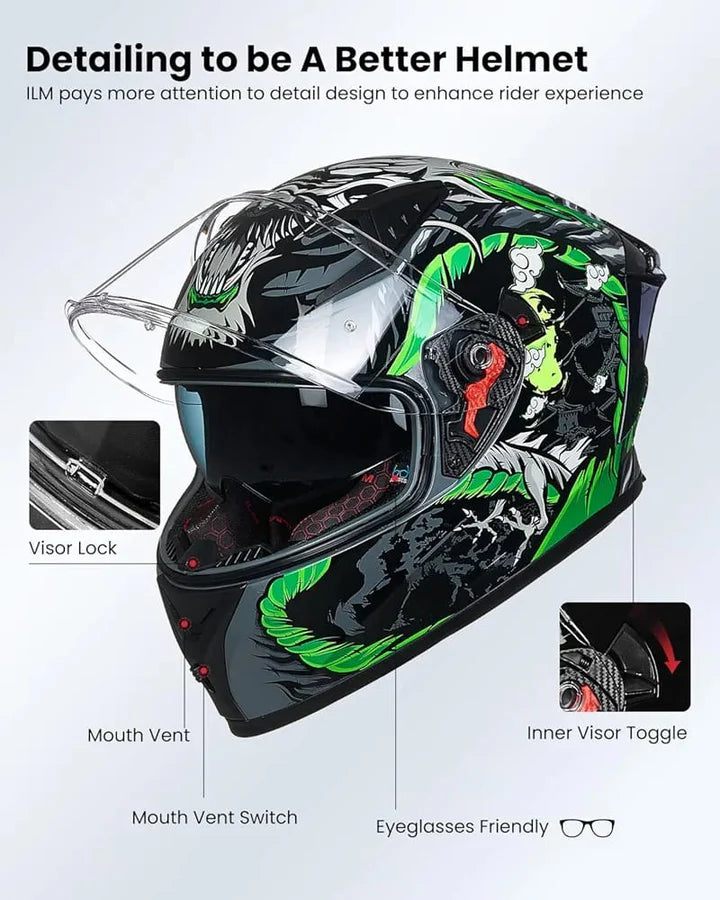 ILM Motorcycle Helmet Full Face Casco DOT Model. ⭐⭐⭐⭐⭐ (4.8/5)