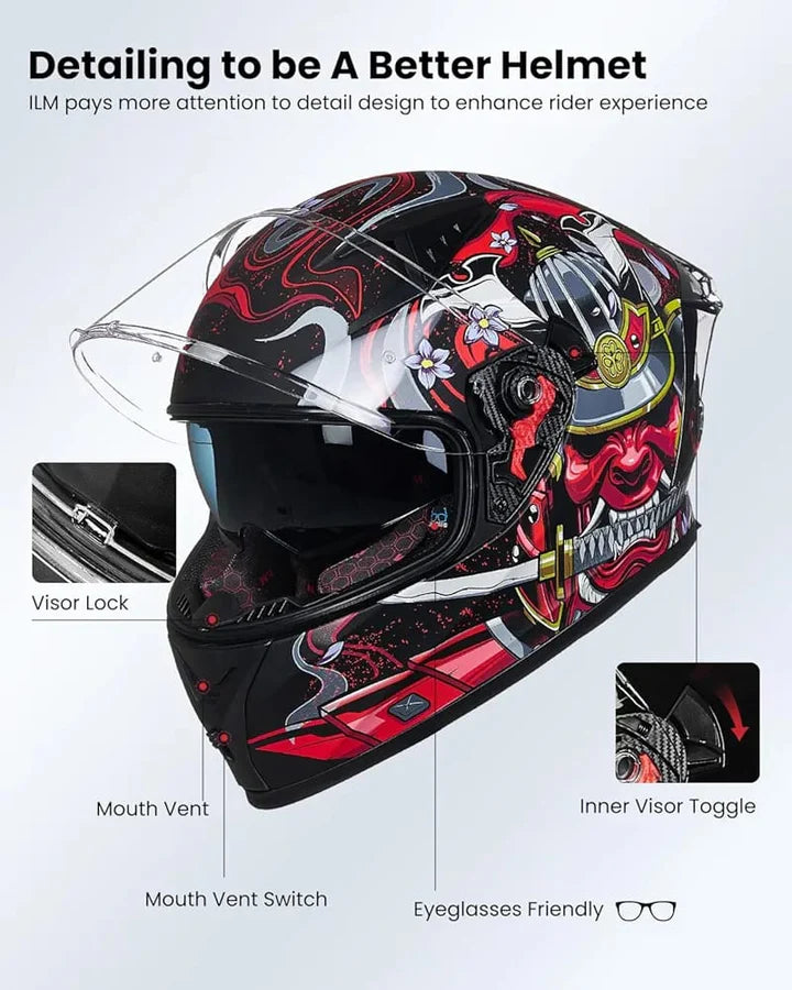ILM Motorcycle Helmet Full Face Casco DOT Model. ⭐⭐⭐⭐⭐ (4.8/5)
