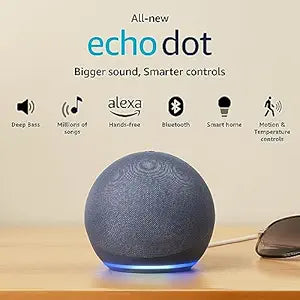 Amazon Echo Dot (5th Gen) | Smart speaker with Bigger sound, Motion Detection, Temperature Sensor, Alexa and Bluetooth| Blue