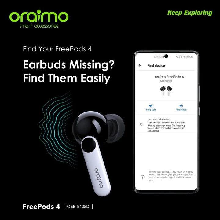 Oraimo OEB-E105D FreePods 4 ANC True Wireless Earbuds. ⭐⭐⭐⭐⭐(4.9/5)