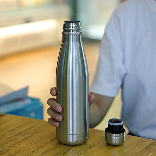 Home Joy 1000ml Hot & Cold Cola Bottle – 12-Hour Cold Water Guarantee, Stainless Steel Water Bottle with Free Bottle Brush
