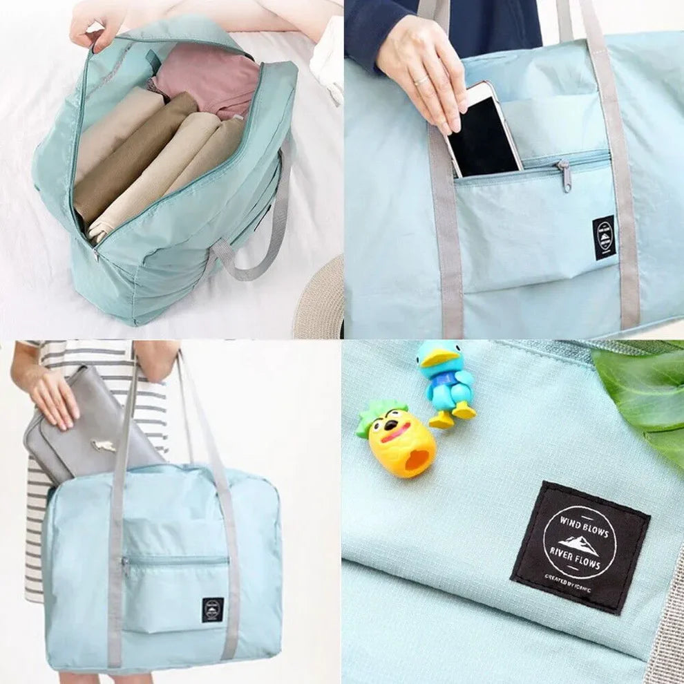 Folding Travel Bag – Lightweight Nylon Hand Luggage Duffle Bag for Men & Women, Fashionable Carry-On Travel Bag