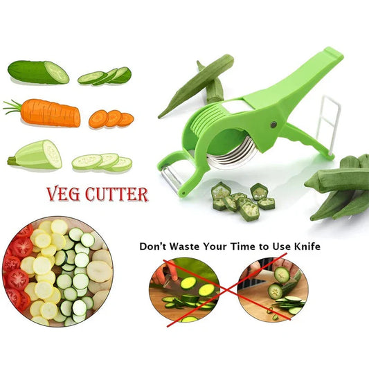 2 in 1 Vegetable and Fruit Multi Cutter, Peeler, Slicer Easy Slicing Sharp Stainless Steel 5 Blade Multifunctional Kitchen Tool